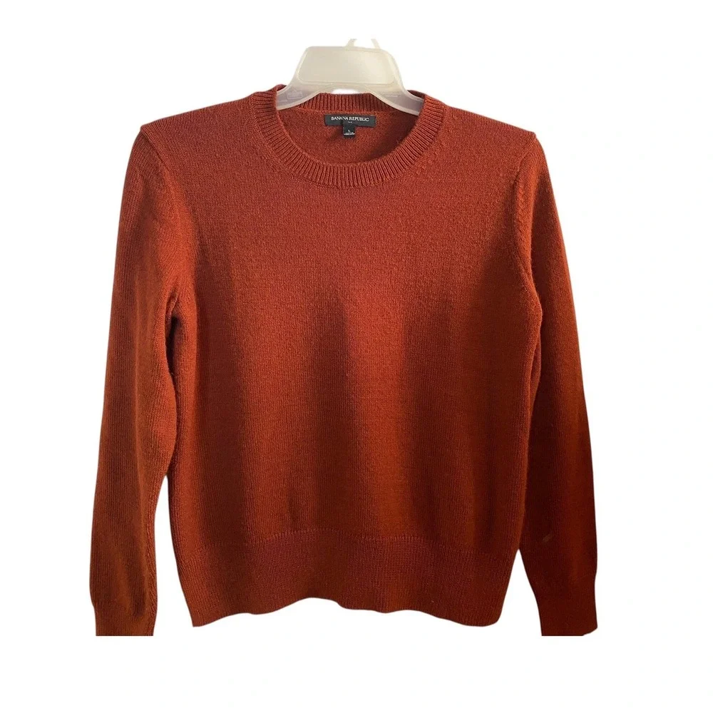 Banana Republic Mens Rust Crewneck Pullover Sweater Large Acrylic Nylon